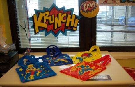Superhero krunch display in Activity Center